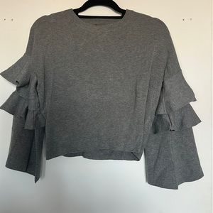 Grey Sweater Ruffle Detail